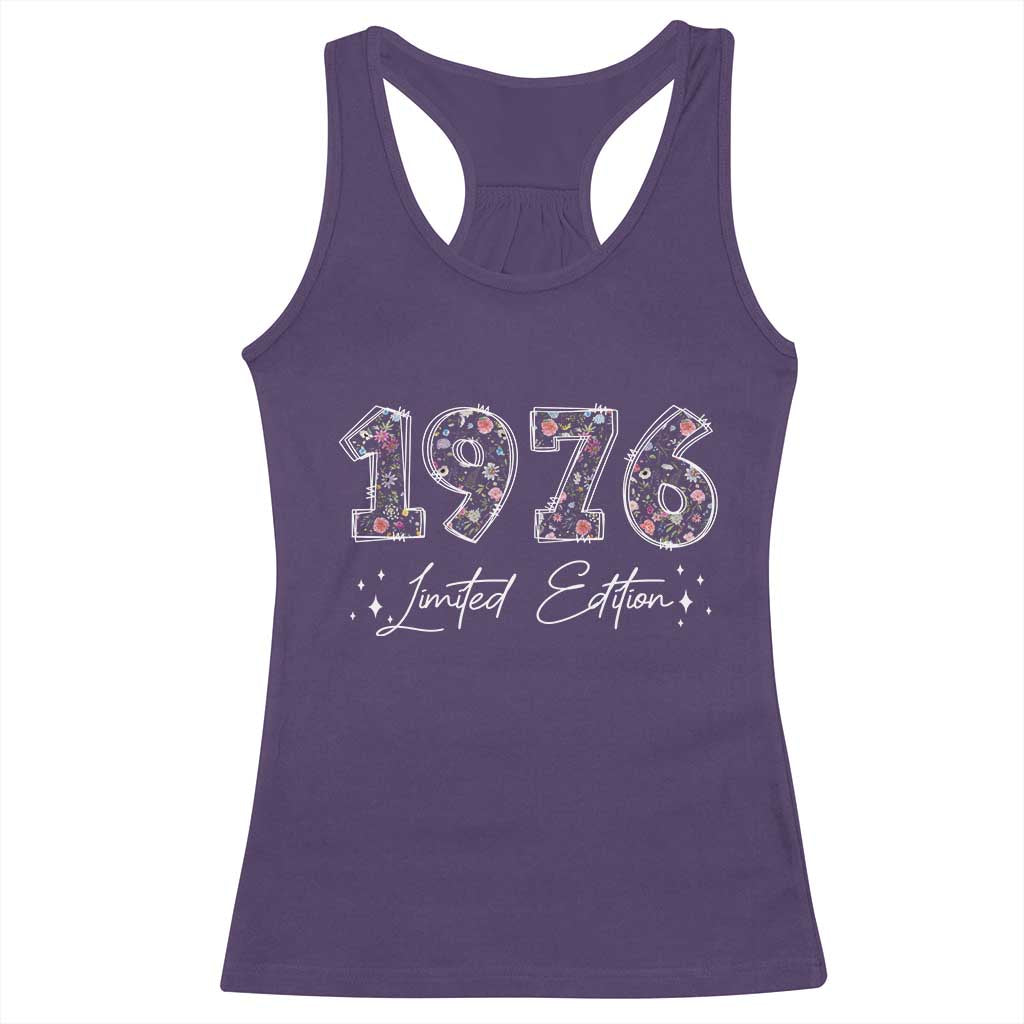 50th Birthday Racerback Tank Top Floral 1976 50 Year Old Birthday Gifts For Women TS10 Purple Print Your Wear