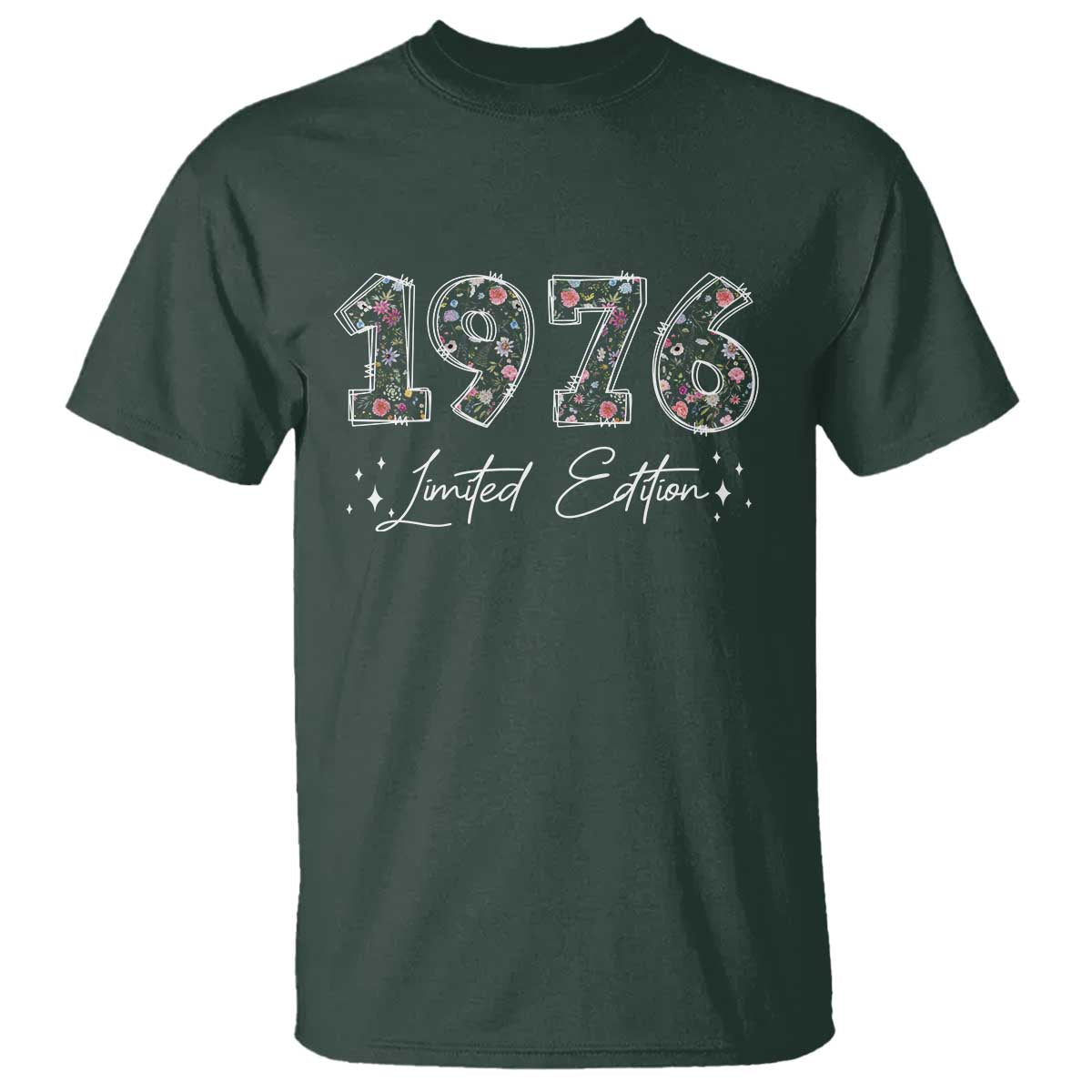 50th Birthday T Shirt Floral 1976 50 Year Old Birthday Gifts For Women TS10 Dark Forest Green Print Your Wear