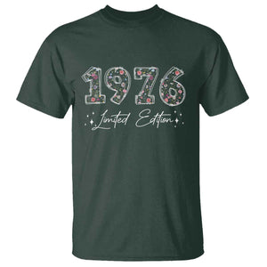 50th Birthday T Shirt Floral 1976 50 Year Old Birthday Gifts For Women TS10 Dark Forest Green Print Your Wear