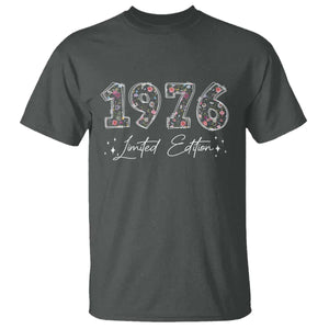 50th Birthday T Shirt Floral 1976 50 Year Old Birthday Gifts For Women TS10 Dark Heather Print Your Wear