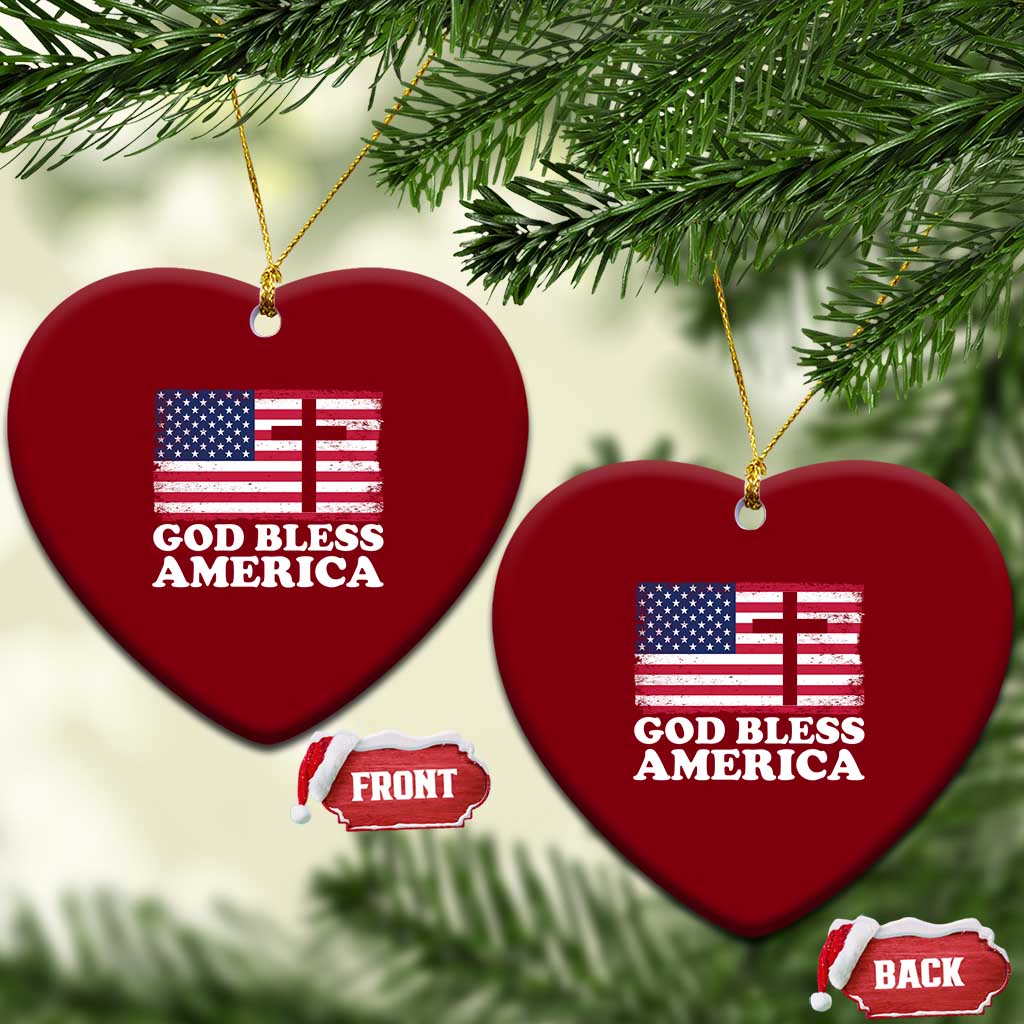 God Bless America Ceramic Ornament Cross USA Flag Patriotic 4th of July Christian TS10 Print Your Wear