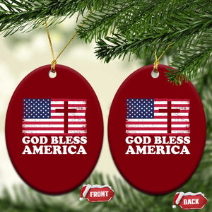 God Bless America Ceramic Ornament Cross USA Flag Patriotic 4th of July Christian TS10 Print Your Wear