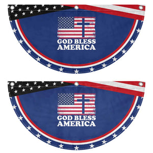 God Bless America Patriotic Fan Flag Cross USA Flag 4th of July Christian