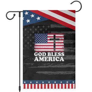 God Bless America Garden Flag Cross USA Flag Patriotic 4th of July Christian TS10 Distressed Black Blue Print Your Wear