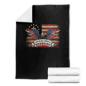 God Bless America Throw Blanket Vintage Eagle Christian Cross Flag 4th Of July TS10 Black Print Your Wear
