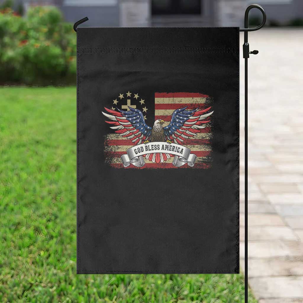 God Bless America Garden Flag Vintage Eagle Christian Cross Flag 4th Of July TS10 Print Your Wear