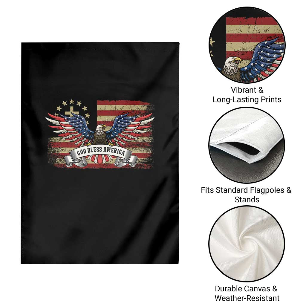 God Bless America Garden Flag Vintage Eagle Christian Cross Flag 4th Of July TS10 Print Your Wear