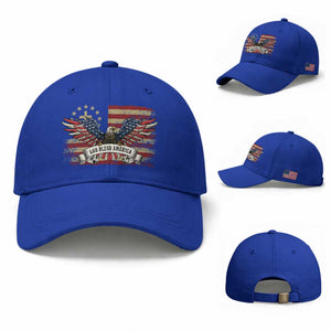 God Bless America Baseball Cap Vintage Eagle Christian Cross Flag 4th Of July TS10 Baseball Cap Universal Fit Royal Blue Print Your Wear