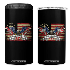 God Bless America 4 in 1 Can Cooler Tumbler Vintage Eagle Christian Cross Flag 4th Of July TS10 One Size: 16 oz Black Print Your Wear