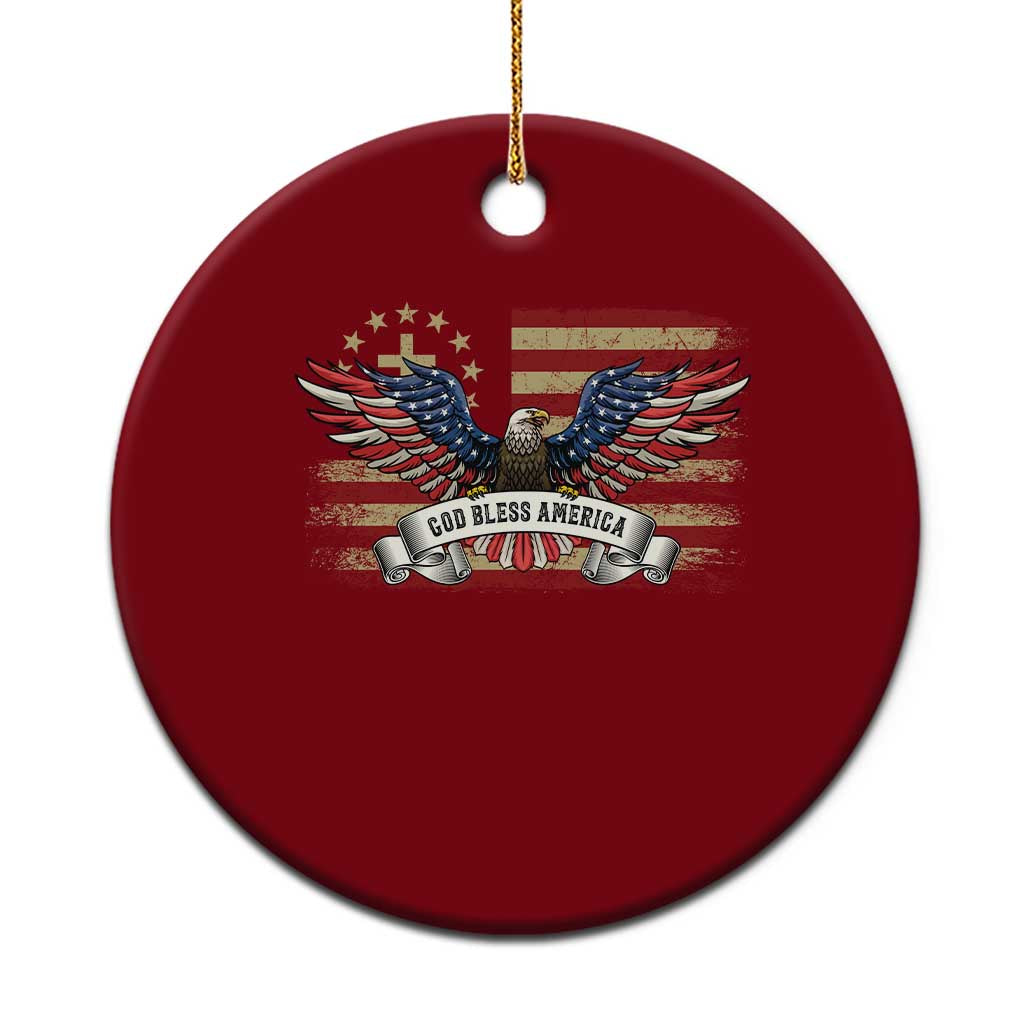 God Bless America Ceramic Ornament Vintage Eagle Christian Cross Flag 4th Of July TS10 1pc Red Print Your Wear