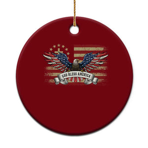 God Bless America Ceramic Ornament Vintage Eagle Christian Cross Flag 4th Of July TS10 1pc Red Print Your Wear