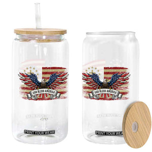 God Bless America Glass Can Vintage Eagle Christian Cross Flag 4th Of July TS10 Print Your Wear