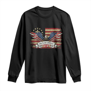 God Bless America Long Sleeve Shirt Vintage Eagle Christian Cross Flag 4th Of July TS10 Black Print Your Wear