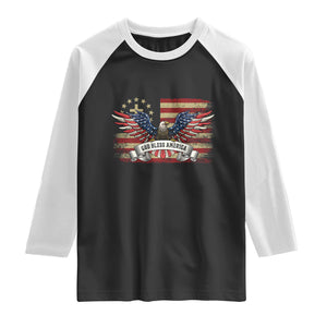 God Bless America Raglan Shirt Vintage Eagle Christian Cross Flag 4th Of July TS10 Black White Print Your Wear