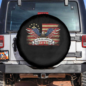 God Bless America Spare Tire Cover Vintage Eagle Christian Cross Flag 4th Of July TS10 No hole Black Print Your Wear