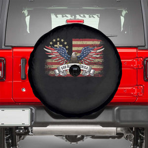God Bless America Spare Tire Cover Vintage Eagle Christian Cross Flag 4th Of July TS10 Black Print Your Wear