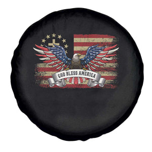 God Bless America Spare Tire Cover Vintage Eagle Christian Cross Flag 4th Of July TS10 Print Your Wear