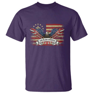 God Bless America T Shirt Vintage Eagle Christian Cross Flag 4th Of July TS10 Purple Print Your Wear