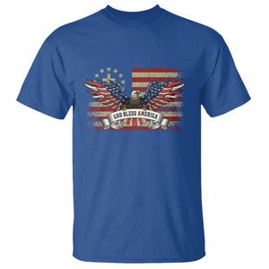 God Bless America T Shirt Vintage Eagle Christian Cross Flag 4th Of July TS10 Royal Blue Print Your Wear