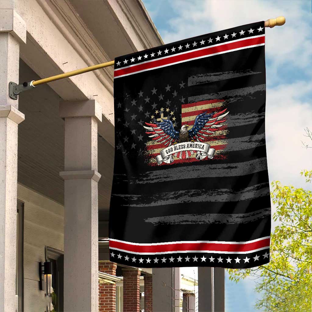 God Bless America Garden Flag Vintage Eagle Christian Cross Flag 4th Of July TS10 Distressed Black Red Print Your Wear