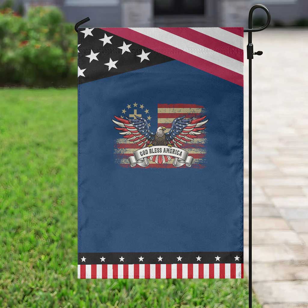 God Bless America Garden Flag Vintage Eagle Christian Cross Flag 4th Of July TS10 Classic Blue Black Print Your Wear