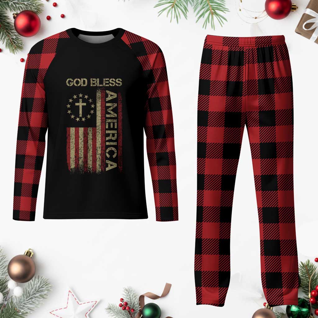 God Bless America Plaid Pajama Set American Flag 4th Of July Patriotic Christian TS10 Buffalo Plaid Print Your Wear