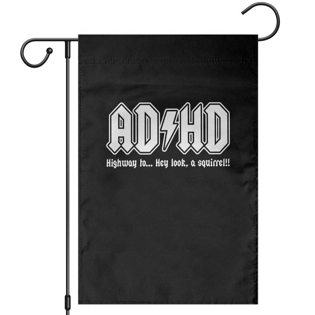 Funny ADHD Garden Flag Hey Look a Squirrel Rocks Graphic TS10 Black Print Your Wear
