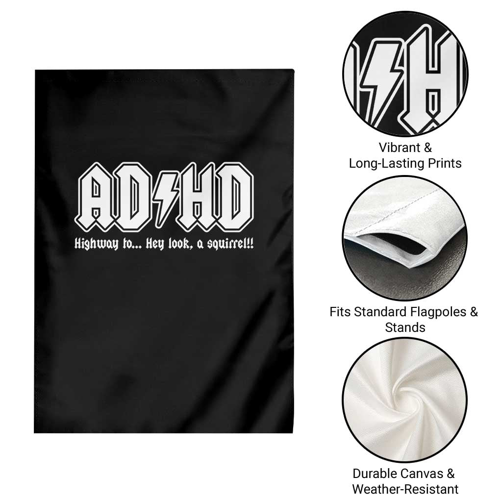 Funny ADHD Garden Flag Hey Look a Squirrel Rocks Graphic TS10 Print Your Wear