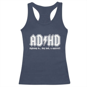 Funny ADHD Racerback Tank Top Hey Look a Squirrel Rocks Graphic TS10 Navy Print Your Wear