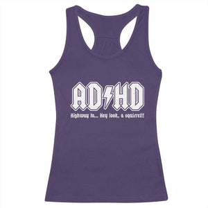 Funny ADHD Racerback Tank Top Hey Look a Squirrel Rocks Graphic TS10 Purple Print Your Wear