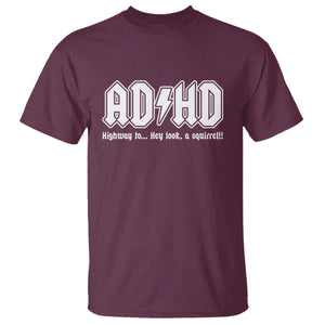 Funny ADHD T Shirt Hey Look a Squirrel Rocks Graphic TS10 Maroon Print Your Wear