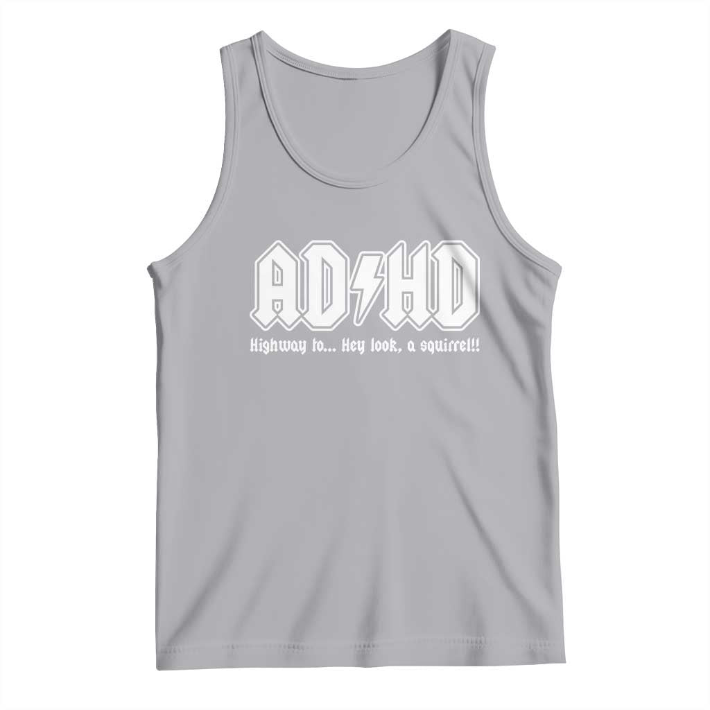 Funny ADHD Tank Top Hey Look a Squirrel Rocks Graphic TS10 Athletic Heather Print Your Wear