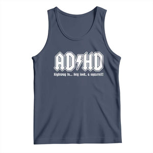 Funny ADHD Tank Top Hey Look a Squirrel Rocks Graphic TS10 Navy Print Your Wear