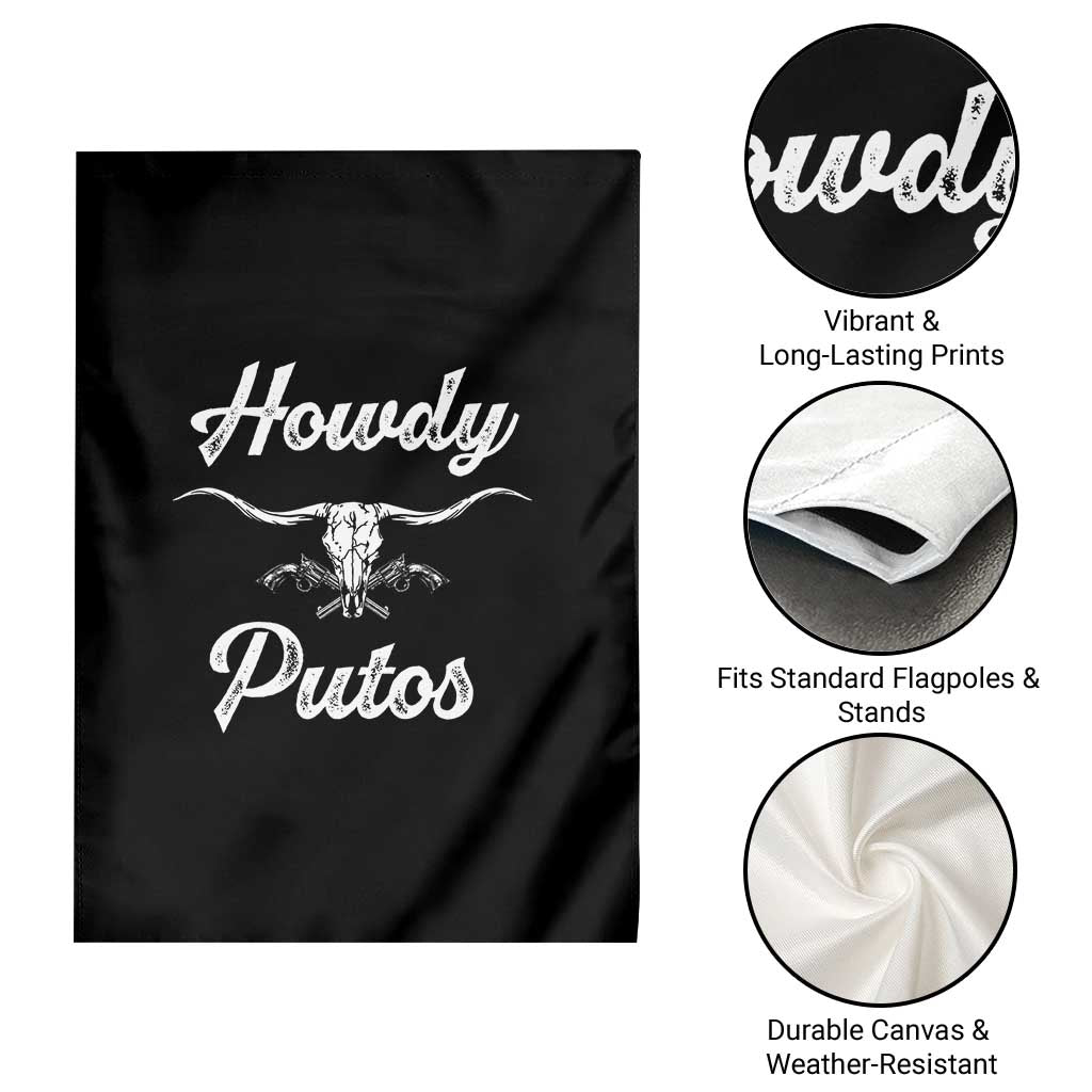 Howdy Putos Garden Flag Western Cowboy Skull Outlaw Style TS10 Print Your Wear