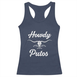 Howdy Putos Racerback Tank Top Western Cowboy Skull Outlaw Style TS10 Navy Print Your Wear