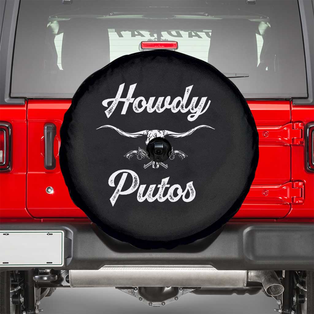 Howdy Putos Spare Tire Cover Western Cowboy Skull Outlaw Style TS10 Black Print Your Wear