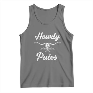 Howdy Putos Tank Top Western Cowboy Skull Outlaw Style TS10 Black Heather Print Your Wear