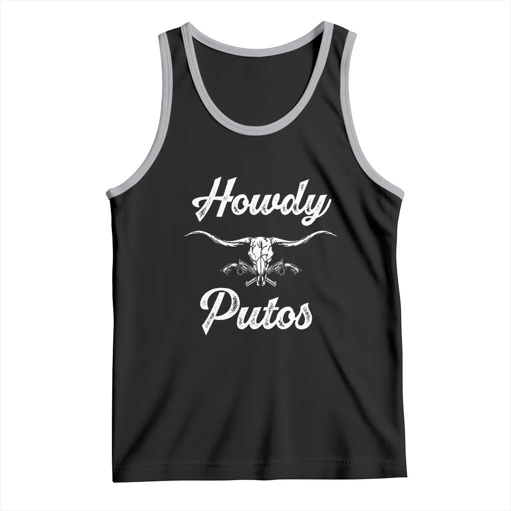 Howdy Putos Tank Top Western Cowboy Skull Outlaw Style TS10 Black Athletic Heather Print Your Wear
