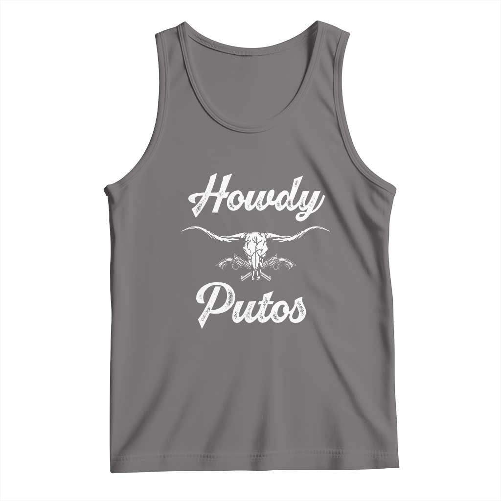 Howdy Putos Tank Top Western Cowboy Skull Outlaw Style TS10 Deep Heather Print Your Wear