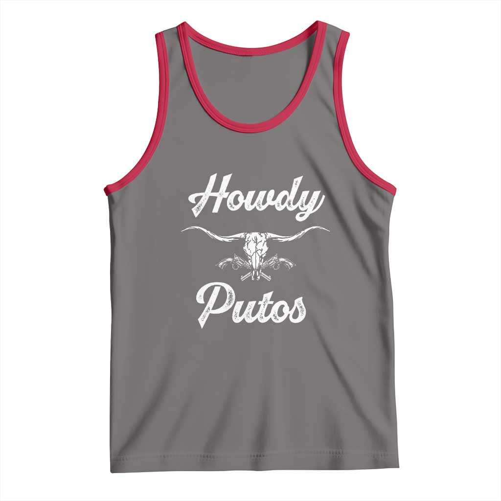Howdy Putos Tank Top Western Cowboy Skull Outlaw Style TS10 Deep Heather Red Print Your Wear