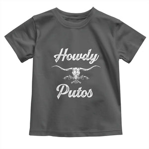 Howdy Putos Toddler T Shirt Western Cowboy Skull Outlaw Style TS10 Dark Heather Print Your Wear
