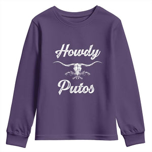 Howdy Putos Youth Sweatshirt Western Cowboy Skull Outlaw Style TS10 Purple Print Your Wear