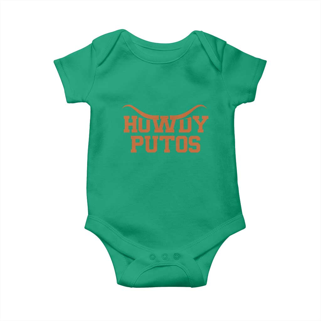 Howdy Putos Baby Onesie Funny Western Cowboy Spanish Slang TS10 Irish Green Print Your Wear