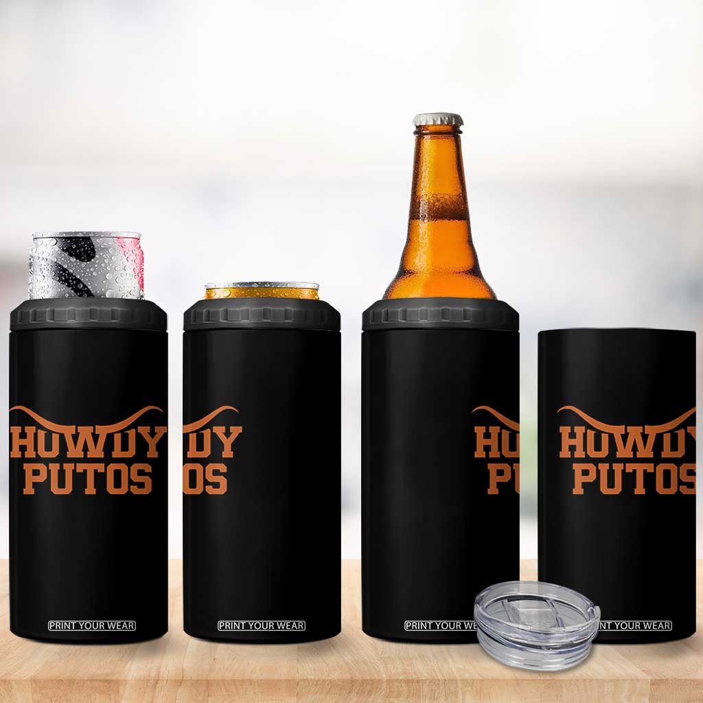Howdy Putos 4 in 1 Can Cooler Tumbler Funny Western Cowboy Spanish Slang TS10 Print Your Wear