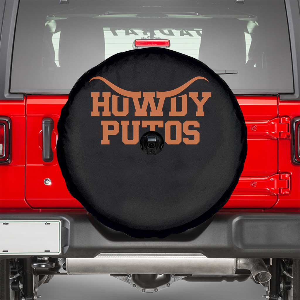 Howdy Putos Spare Tire Cover Funny Western Cowboy Spanish Slang TS10 Black Print Your Wear