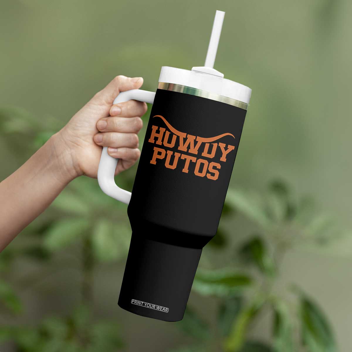 Howdy Putos Tumbler With Handle Funny Western Cowboy Spanish Slang TS10 Print Your Wear