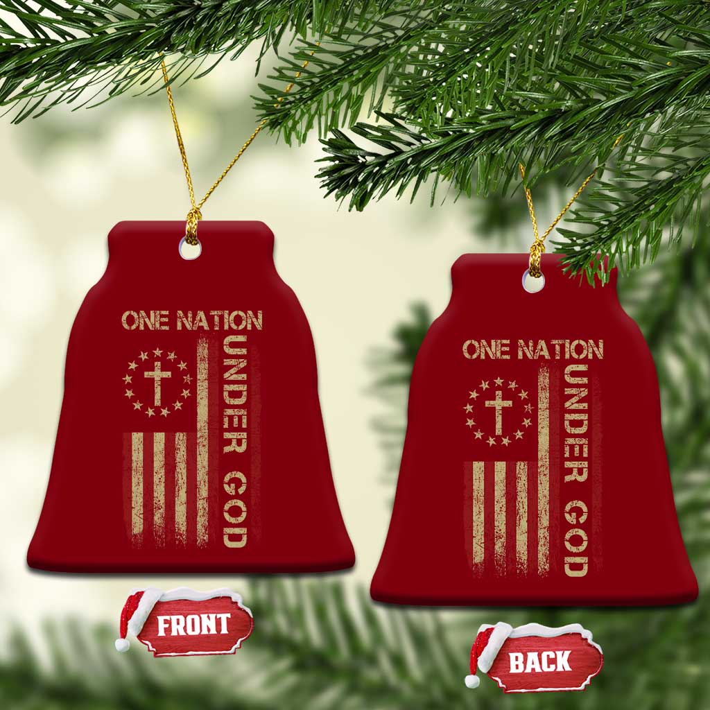 One Nation Under God Ceramic Ornament American Flag 4th Of July Patriotic Christian TS10 Print Your Wear