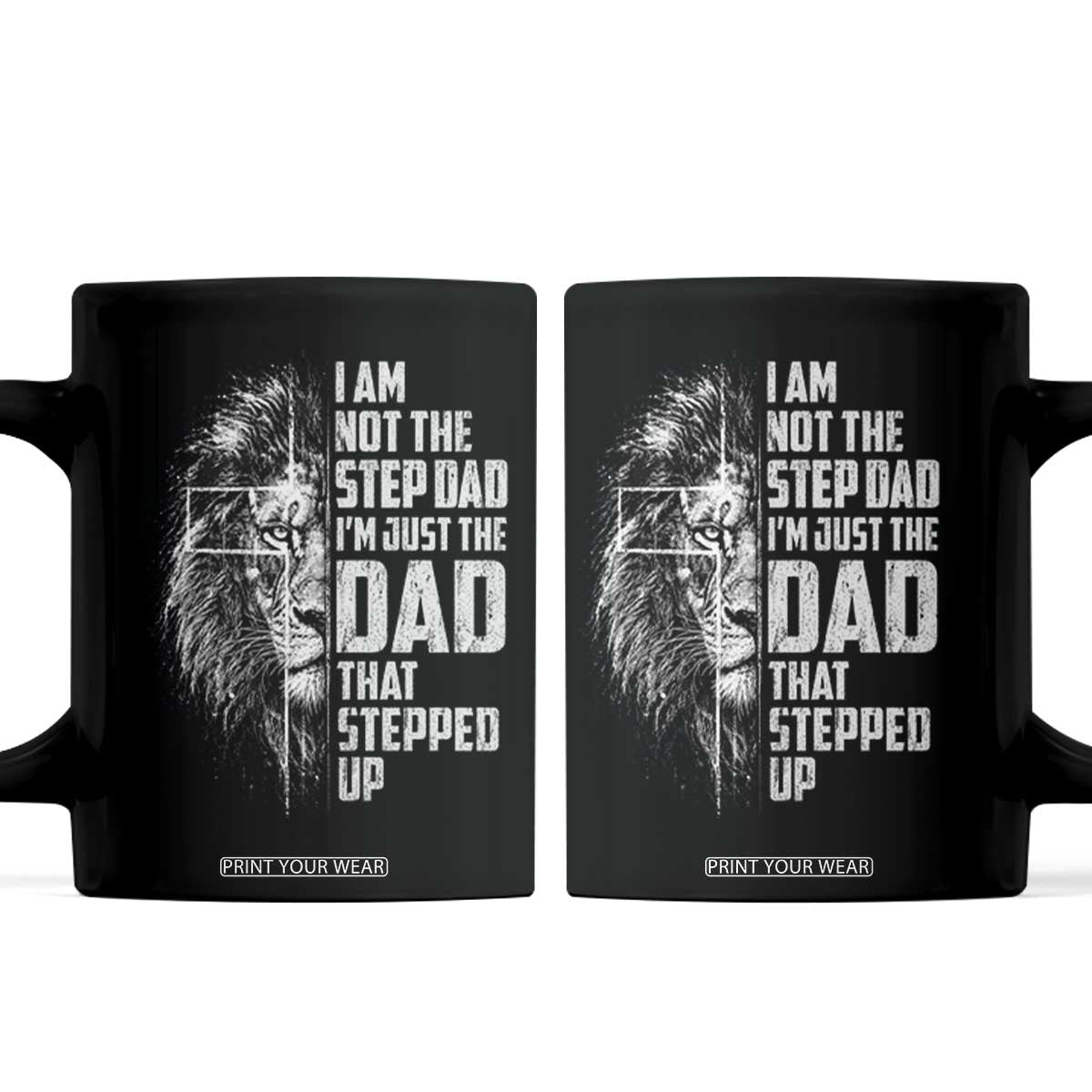 Bonus Dad Coffee Mug Stepdad Gifts From Stepdaughter Stepson Cross Lion Stepped Up Dad TS10 Black Print Your Wear