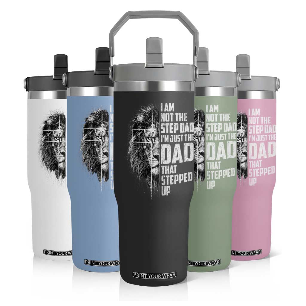 Bonus Dad Flip Straw Tumbler Stepdad Gifts From Stepdaughter Stepson Cross Lion Stepped Up Dad TS10 Print Your Wear
