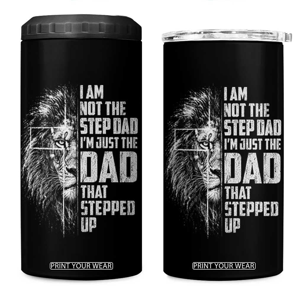 Bonus Dad 4 in 1 Can Cooler Tumbler Stepdad Gifts From Stepdaughter Stepson Cross Lion Stepped Up Dad TS10 One Size: 16 oz Black Print Your Wear
